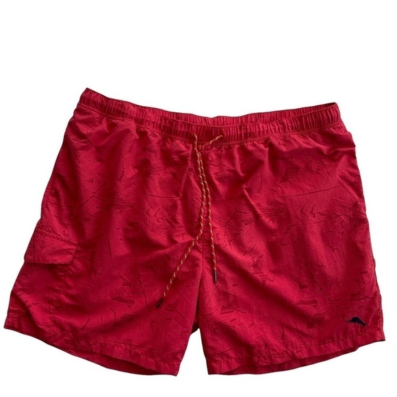 Tommy Bahama Naples 6” Swim Trunks Red Palm Leaf Print XXL - Picture 1 of 8